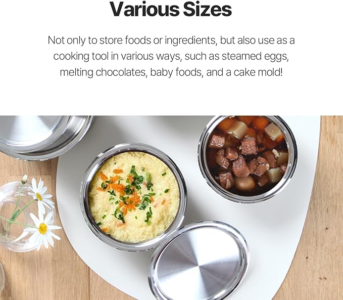 CaKE 3PCS Stainless Steel Food Storage Containers Set With Lids Canister Kitchen Appliances Dishwasher Safe Premium South Korea