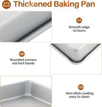 Deep Baking Pans Set of 3, Rectangle Cake Pan Nonstick, Heavy Duty Thick Bakeware Lasagna Pan for Toaster Oven, 9/11/13 Inch Tray for Brownie, Siliver