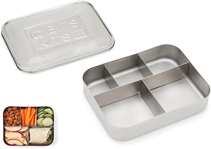 Stainless Steel Bento Box Lunch and Snack Container for Kids and Adults, 5 Sections