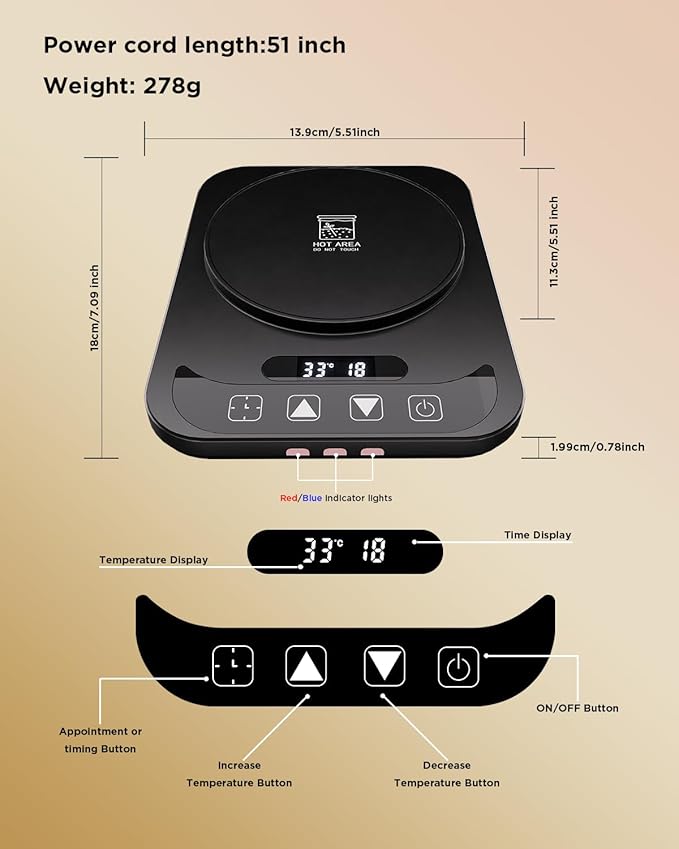 Sourdough Starter Warmer, Precise 1°F Thermostat Control (70-100°F) Sourdough Warming Mat,12-Hour Timer, Smart Memory, Fits Heating Pad for 24–40oz Jars, 110V Perfect for Home Baking & Fermentation