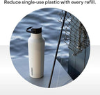 Corkcicle Sport Canteen - Keeps Drinks Cold 25 Hours - Stainless Steel Water Bottle - Triple-Insulated - Spill-Proof - Summer Drinkware Gift - Keeps Drinks Ice Cold - 20 oz - Gloss White