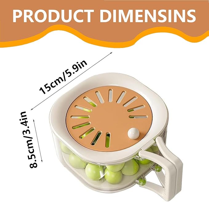 MultiPurpose Drain Basket with Lid,Vegetable Fruit Washing Bowl with Strainer,2 in 1 Foldable Handle Fruit Strainer,Berry Basket for Fridge(Brown)