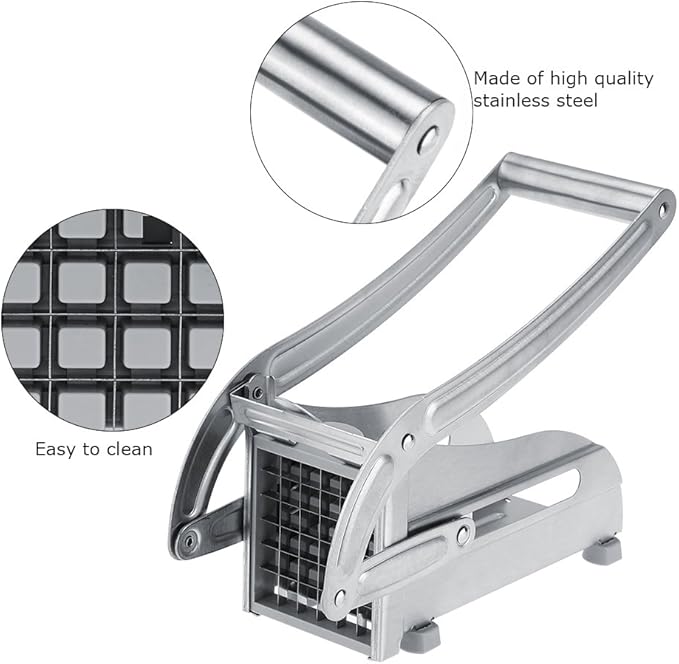 Fdit Stainless Steel Potato Cutter French Fry Cutter Veg Slicer Potato Chipper Home Kitchen Tool for Vegetable Fruit