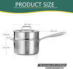 DELARLO Tri-Ply Stainless Saucepan 3.5Quart Steamer Set With Glass Lid, Ergonomic Handle, Multipurpose Sauce Pan, Kitchen Sauce Pot，Oven Safe