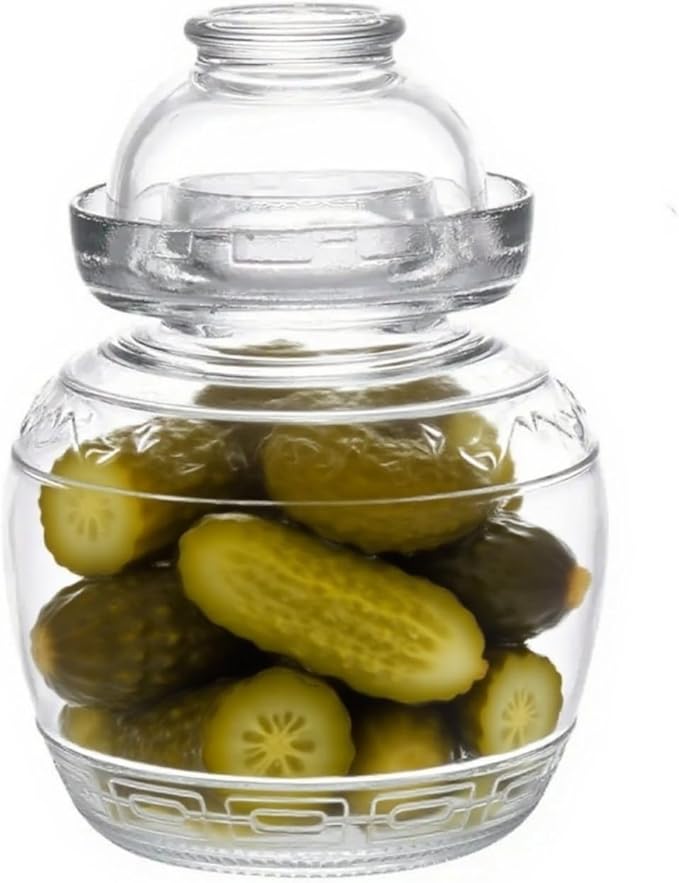 Glass Jar with Lid Pickle Jar, 1.5L Wide Mouth Fermentation Jar Crock for Pickles Kimchi, Sauerkraut, Kombuch Vegetables Paocai Jar Pot, Thickning
