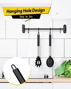 Silicone Pasta Fork and Cooking Spoon Set, Non Stick Kitchen Utensils for Cooking,Stirring,Serving Spaghetti, Soup, Sauce (BLACK)