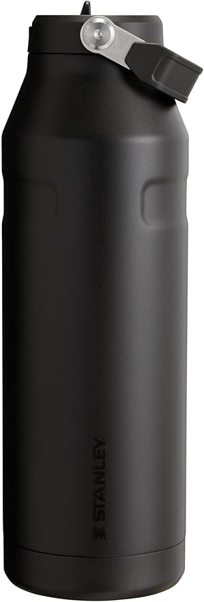 Stanley IceFlow Flip Straw 2.0 Water Bottle 50 OZ | Built-In Straw with Larger Opening | Lightweight & Leak-Resistant | Insulated Stainless Steel | BPA-Free | Black 2.0