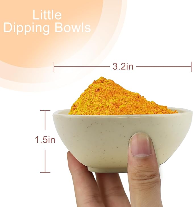 Wrova 6-Pack Wheat Straw Dipping Bowls, 5oz - Unbreakable, Microwave & Dishwasher Safe for Ketchup, Sushi, Condiments - Beige Series