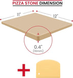 Unicook Pizza Stone for Oven and BBQ Grill, 12 x 11 Inch Rectangular Oven Grill Pizza Stone, Cordierite Baking Pan for Crispy Crusts, Thermal Shock Resistant, Including Dough Scraper