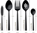 Alata Potter Black 45-Piece Forged Silverware Set with Utensil-Serving Set, Service for 8, Stainless Steel Flatware Set, Modern Design with Satin Finish, Ideal for Home, Kitchen, Party, Camping