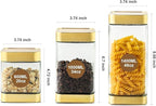 Glass Storage Jars-Large Kitchen Glass Canisters with Airtight Lids -Coffee Pasta Sugar Tea Snack Nuts Cookie Flour Food Container - Set of 3…