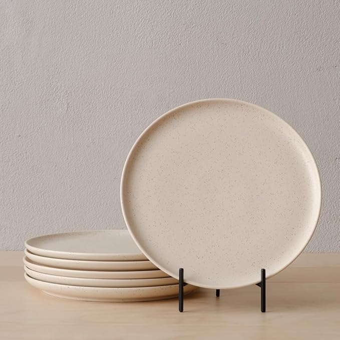WENSHUO Dinner Plates Set of 6, Chip and Scratch Resistant (Oat Beige, 10.5 Inch)