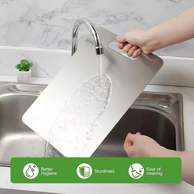 Katuchef Titanium Cutting Board - New Upgrade 100% Pure Titanium Cutting Boards for Kitchen Double Sided Non Toxic Cutting Board,Hygiene Durable Dishwasher Safe Chopping Board(1PC-M:13.38IN*9.05IN)