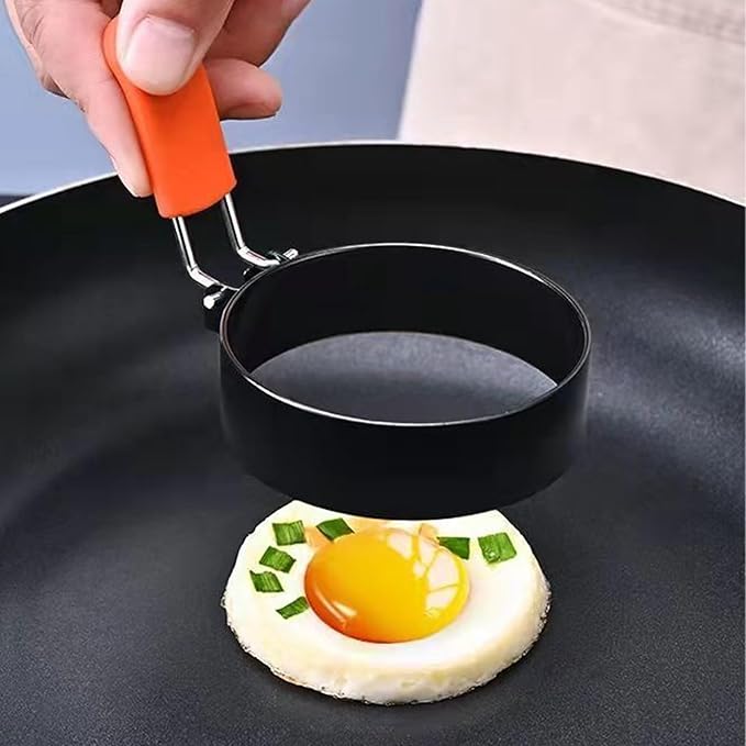 6 Pcs Professional Egg Ring Pancake Ring Set,8" Large Omelette Ring,6" Pancake Ring,4" Round Egg Ring, Non-stick Stainless Steel Egg Cooking Rings Set for Griddle Frying Eggs with Silicone Handle