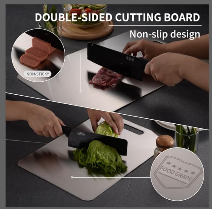 Katuchef Titanium Cutting Board 2025 New Pure Titanium Cutting Boards for Kitchen Double Sided Cutting Board Non Toxic,Hygiene Durable Chopping Board Suitable for Dishwasher Safe(18.11 * 11.81)