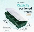 Souper Cubes 1 Cup Silicone Freezer Tray with Lids, Perfect for Storing Broth, Leftovers, Rice, Sauce and More, Silicone Soup Freezer Molds for Meal Prepping - Kale - 2-Pack