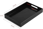 Glossy Black Sturdy Acrylic Serving Tray with Handles-10x15Inch-Serving Coffee,Appetizer,Breakfast,Butler-Kitchen Countertop Tray-Makeup Drawer Organizer-Vanity Table,Ottoman Tray-Decorative