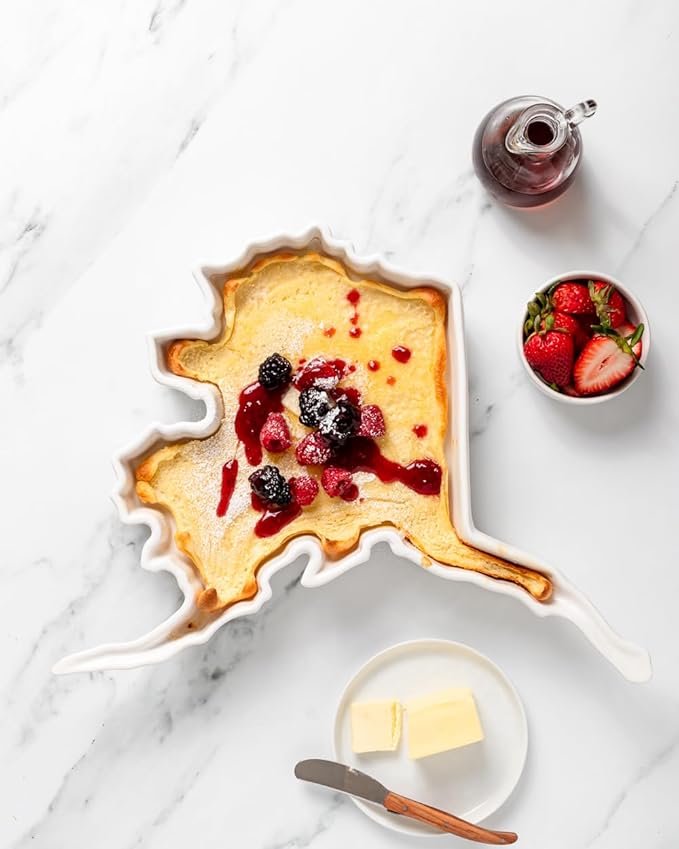 Alaska Shaped Baking Dish Serving Platter or Decorative Tray Charming Porcelain Bakeware Oven Microwave and Dishwasher Safe