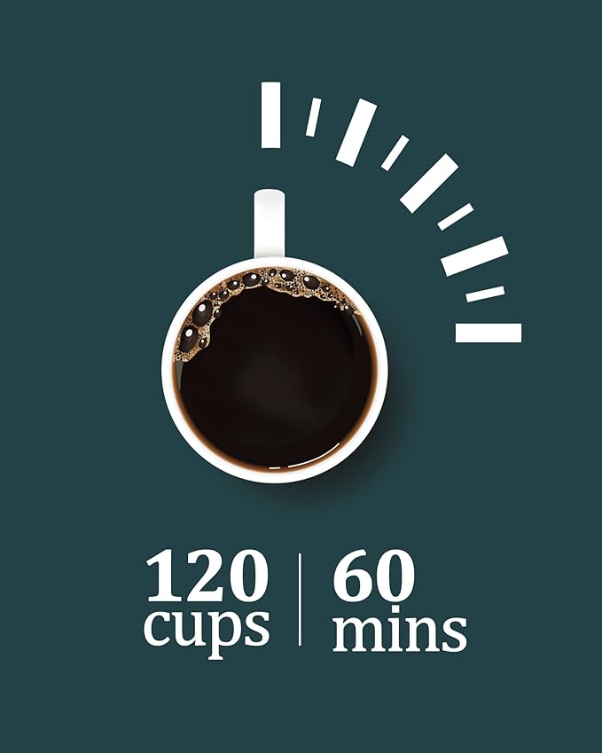 120 Cup Large Coffee Urn with Double Wall Insulation, 18L/4.8 Gallon Stainless Steel Commercial Electric Coffee Dispenser with Hot Drinks and Hot Water, for Weddings, Parties, Catering, and Buffets