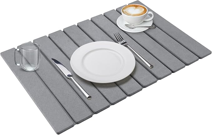 Quick Dry Stone Mat, Stone Drying Mat for Kitchen Counter, Large Dish Drying Mat - Diatomaceous Earth Dish Drying Mats, Modern Fast Dry Pad for Bathroom, 24"x16", DarkGray