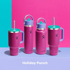 Hydro Flask 40 Oz Travel Tumbler with Handle, Lid and Straw - Insulated Stainless Steel in Holiday Punch