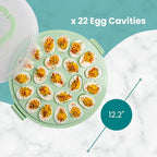 Classy Deviled Egg Carrier with Handles - Tray Platter for Holidays, Parties - Portable 22 Egg Container - Dishwasher-Friendly - Green