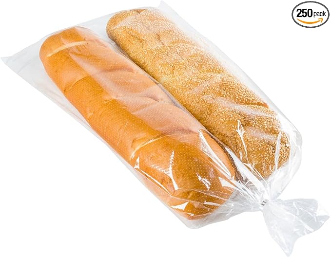 Restaurantware Bag Tek 24 Inch x 13 Inch Bread Bags 250 With Wicket Dispenser Bread Loaf Bags - Micro Perforated Freezer Safe Clear Plastic Baguette Bags Disposable
