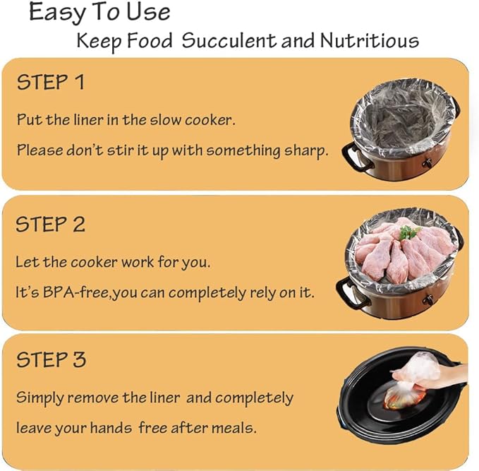 FASOZUKA Slow Cooker Liners 40×Cooking Bags Small Size Disposable Pot Liners, Fit 1QT to 3QT for Slow Cooker Cooking Trays Suitable for Oval & Round Pots 11"x 16", 40 Liners (40)