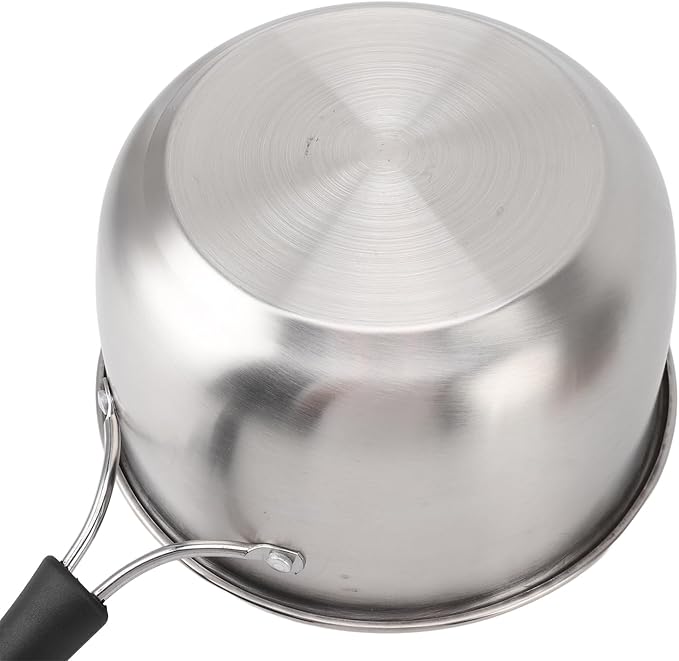 Butter Warmer, 7.1 x 4.3 in Stainless Steel Mini Milk Coffee Warmer with Lid Single, Milk Pot Small Baby Food Warmer for Gas Induction Cooker