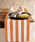 Folkulture Table Runner | Fall Table Runners 108 inches Long | Striped Boho White Table Runners for Farmhouse Decor or Table Decorations for Party | Burnt Orange Table Runner for Fall Decor