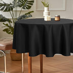 sancua 2 Pack Round Tablecloth 60 Inch Black, Stain and Wrinkle Resistant Table Cloth - Washable Polyester Table Cover for Dining Tables, Buffet Parties and Camping