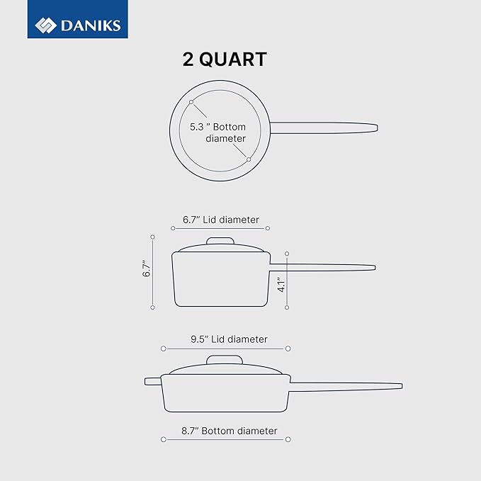 Daniks Oslo 10-Piece Stainless Steel Induction Cookware Set – Dishwasher Safe Saucepan, Frying Pan, Pots with Stay-Cool Handles, Glass Lids, Silver