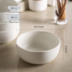 AmorArc Stoneware Cereal Bowls for Kitchen, 28oz Large Ceramic Soup Bowls Set of 4 for Meal, Snacks,Soup, Oven, Microwave&Dishwasher safe Kitchen Bowls with Wavy Rim, Matte White