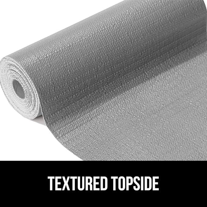 GORILLA GRIP DripGuard Drawer and Shelf Liner for Cabinet, 24x240 Inch, Slip Resistant Non Adhesive Protection for Kitchen, BPA Free Smooth Surface Plastic Liners for Cabinets, Bathroom Drawers, Gray