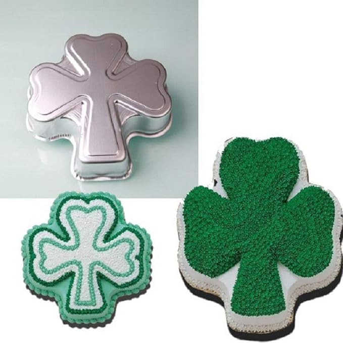9.5-INCH St. Patrick's Day Shamrock Cake Pan Clover Mould Aluminum 3D DIY Cake Baking Pan for Birthday, Anniversary, Party, Christmas