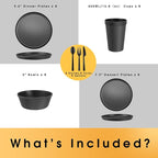 Modern Dinnerware Set – 40-Piece Plastic Plates and Bowls Set for 8, Reusable Unbreakable Dishes with Cups, Forks, Knives and Spoons, for Camping, Picnic or Daily Use