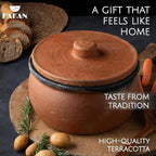 Hakan Efes Clay Cooking Pots with Lids, SMALL 1.9 Quarts Clay Pots for Cooking, UNGLAZED Twice Baked Traditional Casserole Rice Pots for Stove Top, Indian Korean Terracotta Roaster, 60.9 oz (1.8 L)