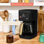 Beautiful 12-Cup Programmable Coffee Maker with Touch-Activated Display, Auto Brew Timer, Reusable Filter & Large Glass Carafe (Black Sesame)