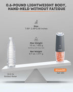 AmuseWit Gravity Electric Salt and Pepper Grinder Set [White Light] USB Rechargeable Automatic Pepper and Salt Mills,Adjustable Coarseness,One-Handed Operation,Cool Gray