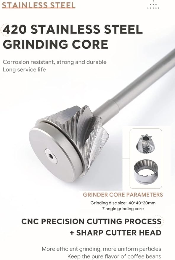 Manual Coffee Grinder Premium Hand Coffee Grinder Capacity 30g with CNC Stainless Steel Conical Burr,Silicone Anti-skid Ring Pour Over Coffee for Manual Burr Coffee Grinder Gift