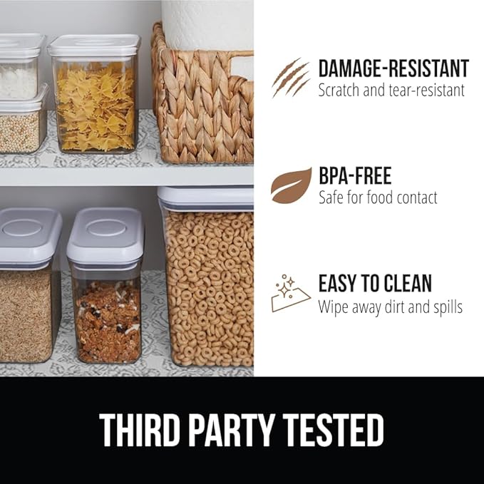 GORILLA GRIP DripGuard Drawer and Shelf Liner for Cabinet, Slip Resistant Non Adhesive Protection for Kitchen, BPA Free Smooth Surface Plastic Liners for Cabinets, Drawers, 17.5x240 Inch, Vintage Rose