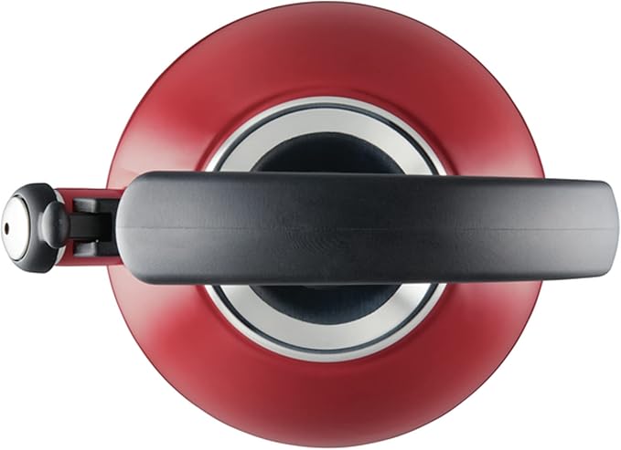 Circulon Enamel on Steel Whistling Teakettle/Teapot With Flip-Up Spout, 2 Quart - Red