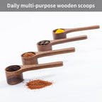 4PCS Wooden Scoops Acacia Wood Scoop For Jars Small Scoop For Coffee Measuring Spoons Wooden Scoops For Containers Daily Powder Salt Bath Soap Scooper(30ml)