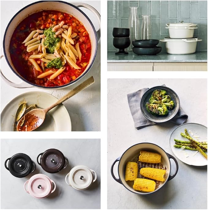 Vermicular Oven Pot | Non-Toxic Enameled Cast Iron Pot | 26cm Shallow (3.9 Qt) | Oven-safe | Induction-compatible | Dutch Oven | Made in Japan | Serves 3-4 | Pearl Brown