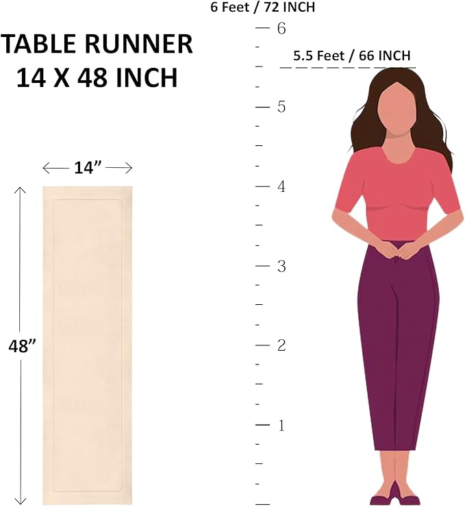 Solino Home Linen White Table Runner 48 Inches - Classic Hemstitch, 100% Pure Linen Coffee Table Runner 14 x 48 Inch Ideal for Dresser Tables - Summer, Fall, Autumn, Halloween