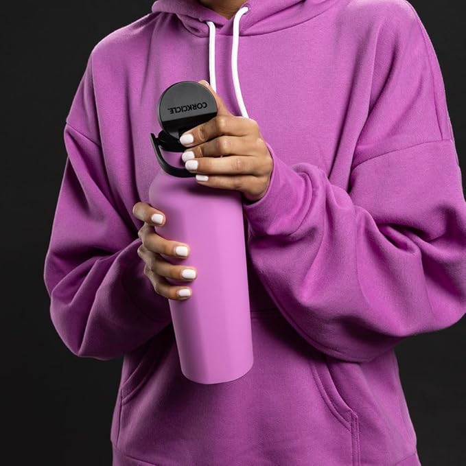 Corkcicle Sport Canteen - Keeps Drinks Cold 25 Hours - Stainless Steel Water Bottle - Triple-Insulated - Spill-Proof - Summer Drinkware Gift - Keeps Drinks Ice Cold - 20 oz - Fuchsia