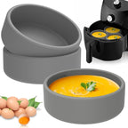 3Pcs Air Fryer Egg Mold 4"×1.3" Silicone Egg Poacher Cups Nonstick Egg Boiler Mold Cup Microwave Eggs Cooker Dishwasher Safe (Grey, 3-Pack)