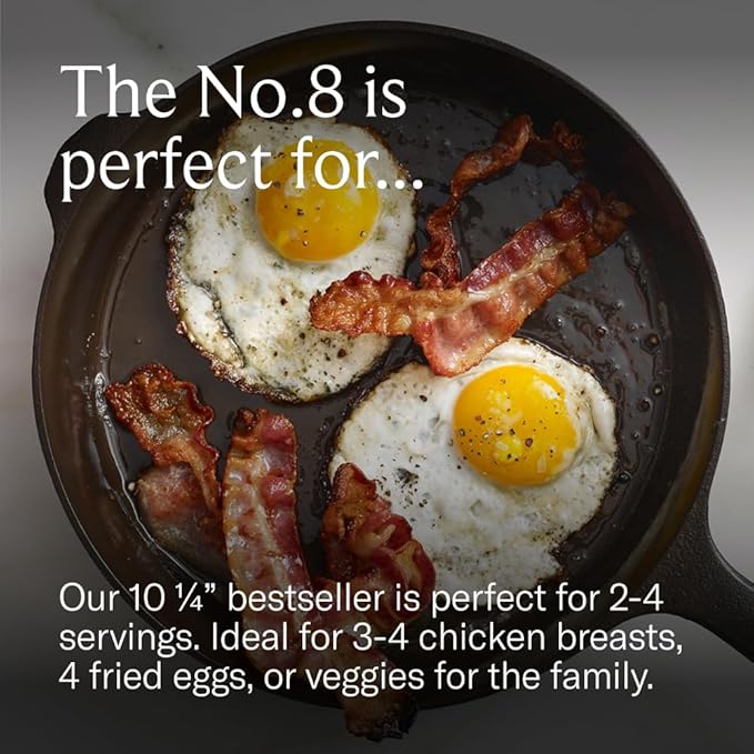 Field Company 10.25-Inch Cast Iron Skillet – Pre-Seasoned Frying Pan for Searing, Baking & Everyday Cooking, Lighter & Easy to Handle, Smooth, Made in USA (No.8, 2–4 Servings)