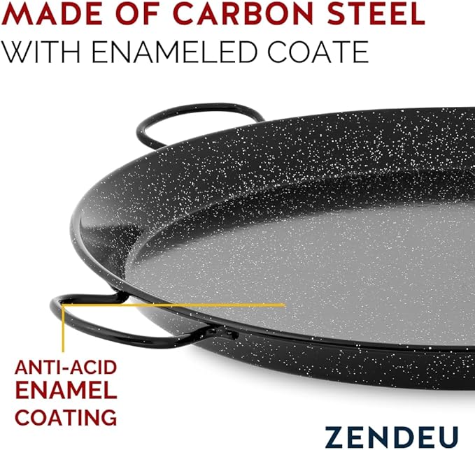 Enameled Paella Pan (Carbon Steel, 36 in - 90 cm (50 Servings))
