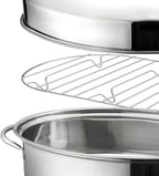 16in Fish Poacher Cooking Pot with Lid Portable Handle Multiuse Baking Tray for Seafood And Eggs, A